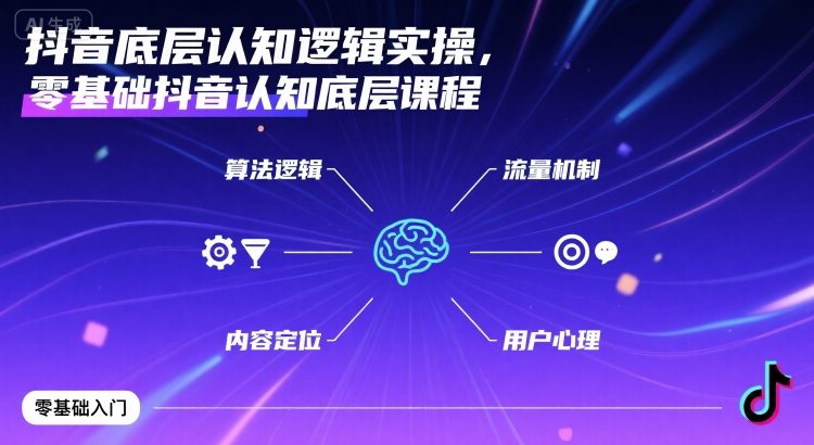 抖音底层认知逻辑实操，零基础抖音认知底层课程祝你网-副业赚钱-互联网创业-资源整合祝你网