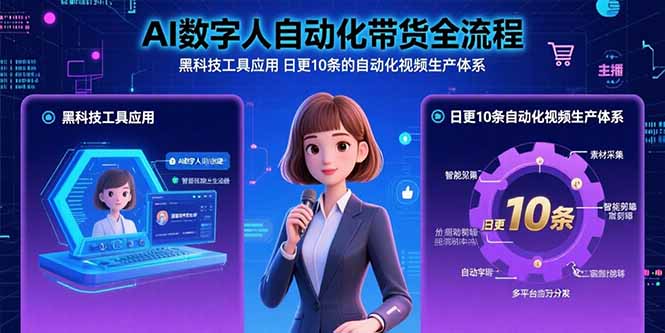 AI数字人自动化带货全流程：黑科技工具应用 日更10条的自动化视频生产体系祝你网-副业赚钱-互联网创业-资源整合祝你网