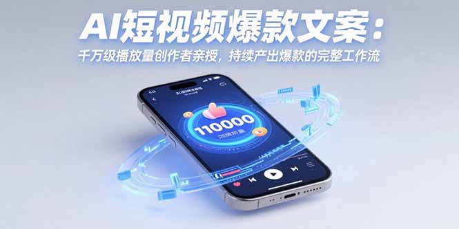 AI短视频爆款文案：千万级播放量创作者亲授，持续产出爆款的完整工作流祝你网-副业赚钱-互联网创业-资源整合祝你网