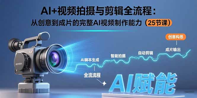 AI+视频拍摄与剪辑全流程：从创意到成片的完整AI视频制作能力(25节课祝你网-副业赚钱-互联网创业-资源整合祝你网