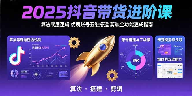 2025抖音带货进阶课：算法底层逻辑,优质账号五维搭建,剪映全功能速成指南祝你网-副业赚钱-互联网创业-资源整合祝你网