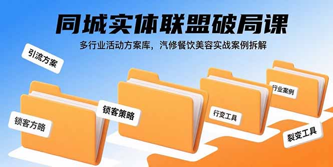 同城实体联盟破局课，多行业活动方案库，汽修餐饮美容实战案例拆解祝你网-副业赚钱-互联网创业-资源整合祝你网