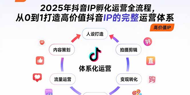 2025年抖音IP孵化运营全流程，从0到1打造高价值抖音IP的完整运营体系祝你网-副业赚钱-互联网创业-资源整合祝你网