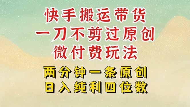 快手黑科技搬运带货，一刀不剪过原创，微付费投流玩法，轻松日入四位数祝你网-副业赚钱-互联网创业-资源整合祝你网