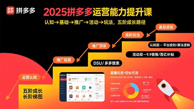2025拼多多运营能力提升课：认知→基础→推广→活动→玩法，五阶成长路径祝你网-副业赚钱-互联网创业-资源整合祝你网