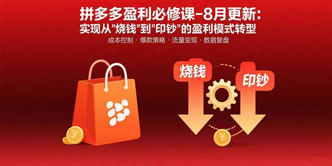 拼多多盈利必修课-8月更新：突破运营瓶颈 实现从烧钱到印钞的盈利模式转型祝你网-副业赚钱-互联网创业-资源整合祝你网