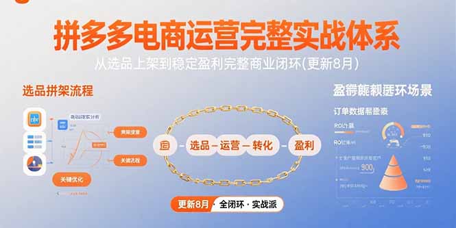 拼多多电商运营完整实战体系，从选品上架到稳定盈利完整商业闭环(更新8月祝你网-副业赚钱-互联网创业-资源整合祝你网