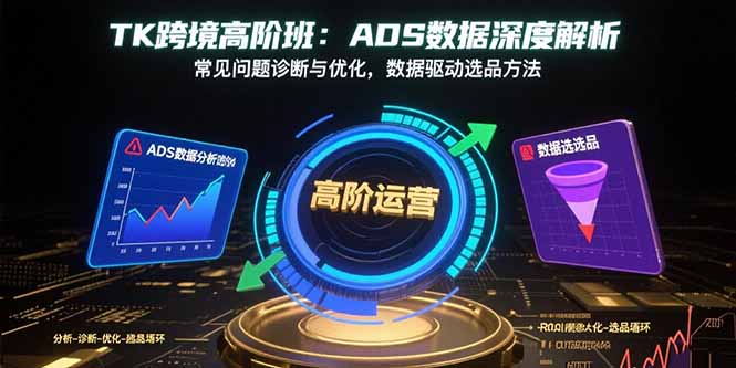 TK跨境高阶班：ADS数据深度解析，常见问题诊断与优化，数据驱动选品方法祝你网-副业赚钱-互联网创业-资源整合祝你网