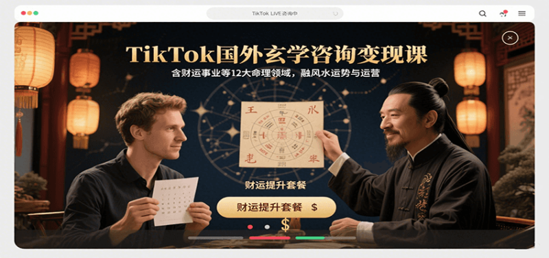 TikTok国外玄学咨询变现课，含财运事业等12大命理领域，融风水运势与运营祝你网-副业赚钱-互联网创业-资源整合祝你网