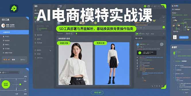 AI电商模特实战课，SD工具部署与界面解析，基础换装换背景操作指南祝你网-副业赚钱-互联网创业-资源整合祝你网
