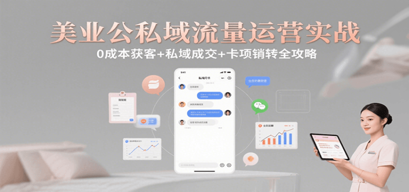 美业公私域流量运营实战：0成本获客+私域成交+卡项销转全攻略祝你网-副业赚钱-互联网创业-资源整合祝你网