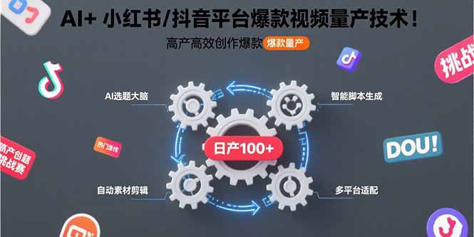 AI+小红书/抖音平台爆款视频量产技术：高产高效创作爆款视频！祝你网-副业赚钱-互联网创业-资源整合祝你网