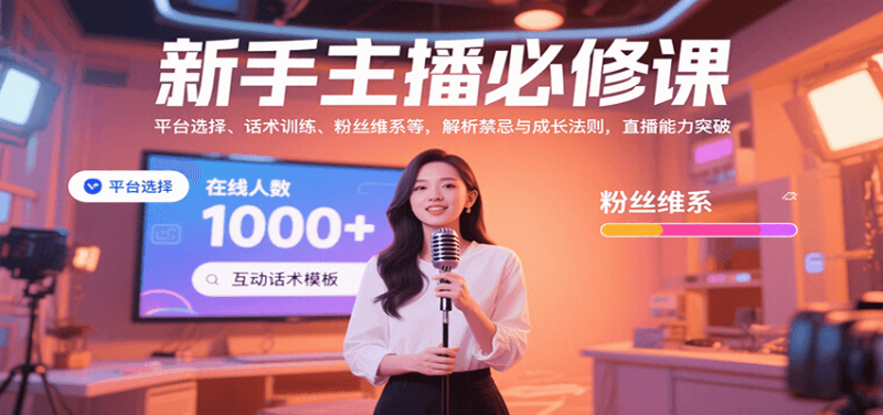 新手主播必修课：平台选择、话术训练、粉丝维系等，解析禁忌与成长法则，突破直播能力祝你网-副业赚钱-互联网创业-资源整合祝你网