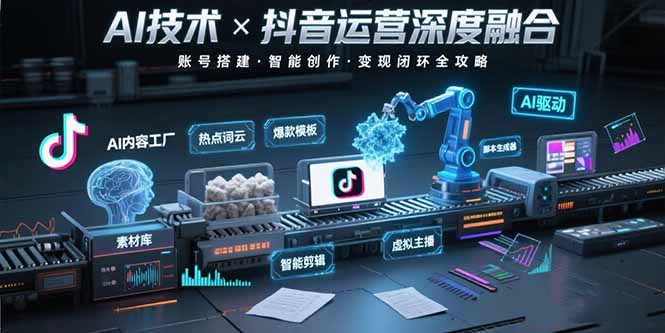 AI技术与抖音运营的深度融合应用：涵盖账号搭建、内容创作、收益变现等祝你网-副业赚钱-互联网创业-资源整合祝你网
