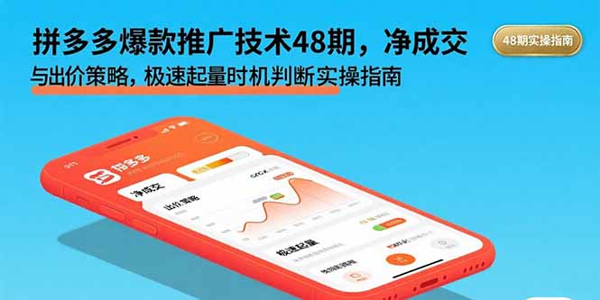 拼多多爆款推广技术48期，净成交与出价策略，极速起量时机判断实操指南祝你网-副业赚钱-互联网创业-资源整合祝你网