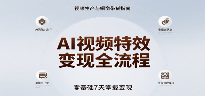 AI视频特效变现全流程，零基础7天掌握视频生产到橱窗带货变现祝你网-副业赚钱-互联网创业-资源整合祝你网