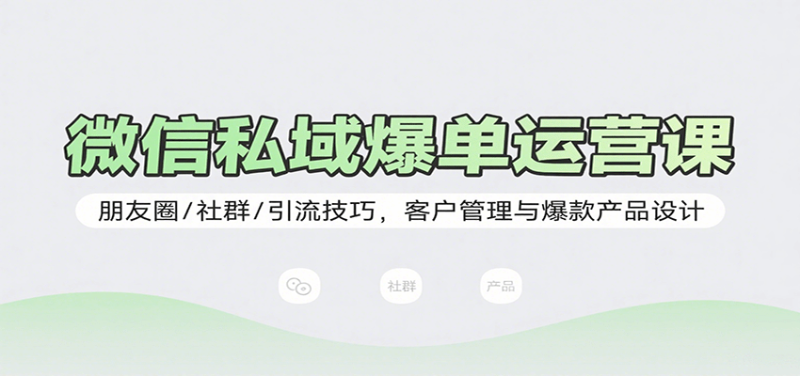 微信私域爆单运营课：朋友圈/社群/引流技巧，客户管理与爆款产品设计祝你网-副业赚钱-互联网创业-资源整合祝你网