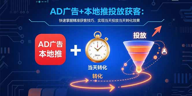 AD广告+本地推投放获客：快速掌握精准获客技巧，实现当天投放当天转化效果祝你网-副业赚钱-互联网创业-资源整合祝你网