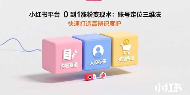 小红书平台0到1涨粉变现术：账号定位三维法，快速打造高辨识度IP祝你网-副业赚钱-互联网创业-资源整合祝你网