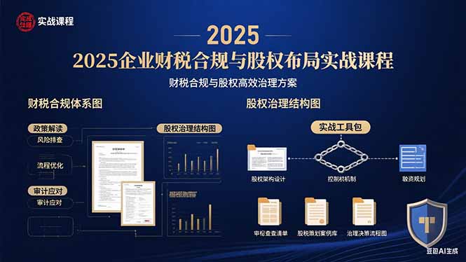 2025企业财税合规与股权布局的实战课程：财税合规与股权高效治理方案祝你网-副业赚钱-互联网创业-资源整合祝你网
