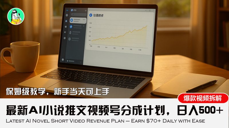 最新AI小说推文视频号分成计划，新手小白也能当天日入500+教程祝你网-副业赚钱-互联网创业-资源整合祝你网