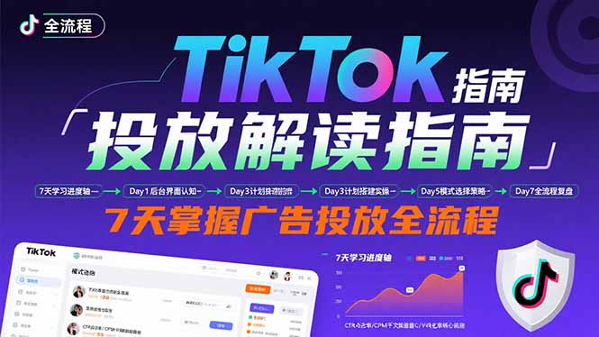 TikTok投放解读指南：后台操作/计划建立/模式选择，7天掌握广告投放全流程祝你网-副业赚钱-互联网创业-资源整合祝你网