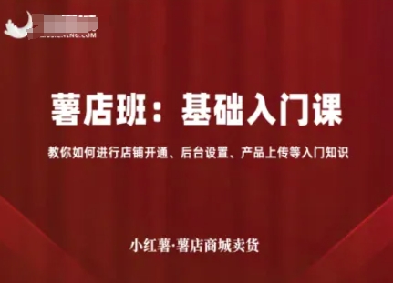 小红薯薯店商城卖货，基础入门课，教你如何进行店铺开通、后台设置、产品上传等入门知识祝你网-副业赚钱-互联网创业-资源整合祝你网