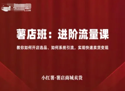 小红薯薯店商城卖货，进阶流量课，教你如何开店选品、如何系统引流，实现快速卖货变现祝你网-副业赚钱-互联网创业-资源整合祝你网
