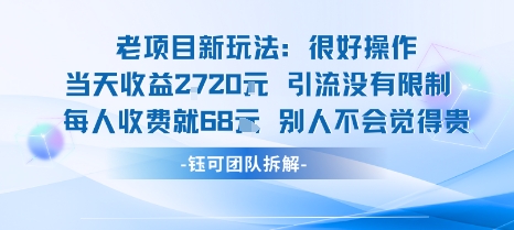 老项目新玩法当天收益1k+每个人收费68米 不违规不封号祝你网-副业赚钱-互联网创业-资源整合祝你网