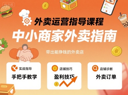 外卖运营指导课程，中小商家外卖指南，手把手带出能挣钱的外卖店祝你网-副业赚钱-互联网创业-资源整合祝你网