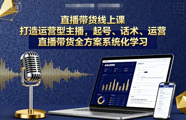 直播带货线上课，打造运营型主播，起号、话术、运营，直播带货全方案系统化学习祝你网-副业赚钱-互联网创业-资源整合祝你网