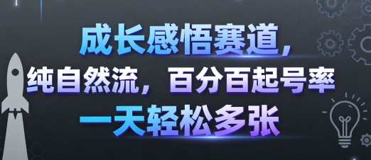 成长感悟赛道，纯自然流，百分百起号率 一天轻松多张祝你网-副业赚钱-互联网创业-资源整合祝你网