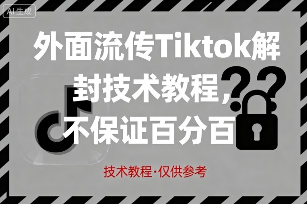 外面流传Tiktok解封技术教程，不保证百分百，具体自测祝你网-副业赚钱-互联网创业-资源整合祝你网