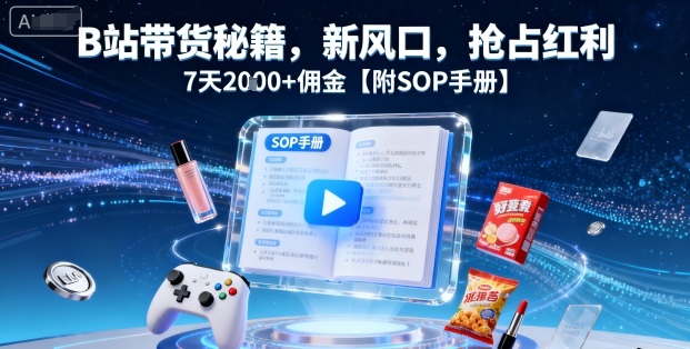 B站带货秘籍，新风口，抢占红利，7天2k+佣金【附SOP手册】祝你网-副业赚钱-互联网创业-资源整合祝你网