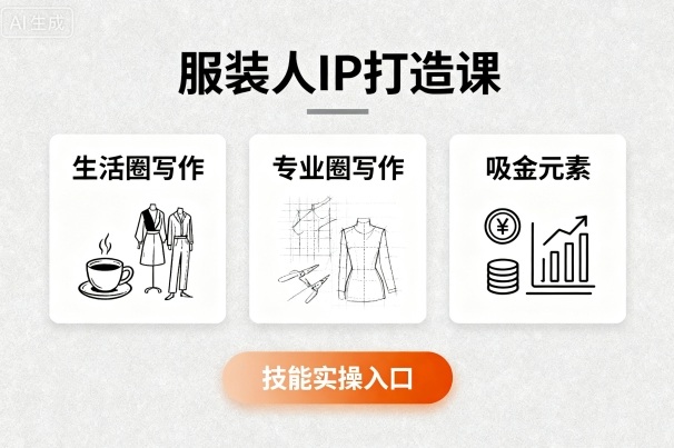 服装人IP打造课，文案创富+生活圈写作+专业圈写作+服装人专属+吸金元素+技能实操祝你网-副业赚钱-互联网创业-资源整合祝你网