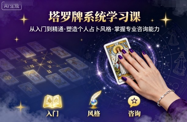 1-300.jpg 塔罗牌系统学习课,助你从入门到精通,塑造个人占卜风格,掌握专业咨询能力