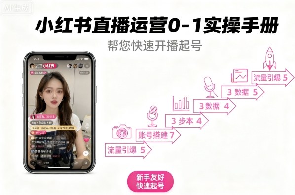 小红书直播运营0-1实操手册，帮您快速开播起号祝你网-副业赚钱-互联网创业-资源整合祝你网
