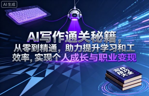 AI写作通关秘籍，从零到精通，助力提升学习和工作效率，实现个人成长与职业变现祝你网-副业赚钱-互联网创业-资源整合祝你网