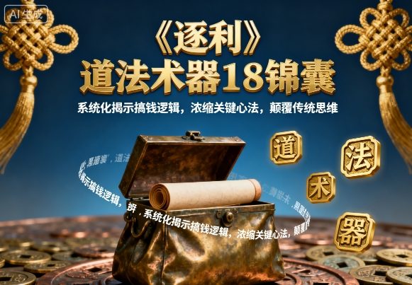 《逐利》道法术器18锦囊，系统化揭示搞钱逻辑，浓缩关键心法，颠覆传统思维祝你网-副业赚钱-互联网创业-资源整合祝你网