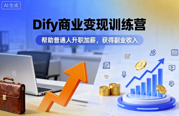 Dify商业变现训练营，帮助普通人升职加薪，获得副业收入祝你网-副业赚钱-互联网创业-资源整合祝你网