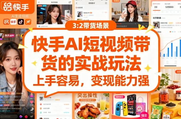 快手ai短视频带货的实战玩法，上手容易，变现能力强祝你网-副业赚钱-互联网创业-资源整合祝你网