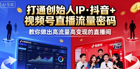 25年直播9-10两期线下课，打通创始人IP，抖音+视频号直播流量密码，教你做出高流量高变现的直播间祝你网-副业赚钱-互联网创业-资源整合祝你网