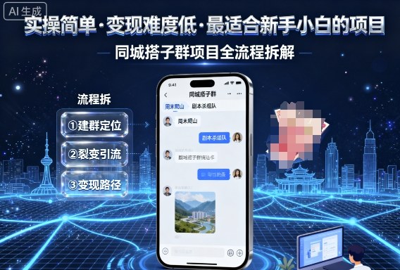实操简单，变现难度低，最适合新手小白做的项目，每天轻松收入3张，同城搭子群项目全流程拆解祝你网-副业赚钱-互联网创业-资源整合祝你网