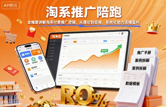 淘系推广陪跑，全维度讲解淘系付费推广逻辑，从理论到实操，系统化助力店铺盈利祝你网-副业赚钱-互联网创业-资源整合祝你网