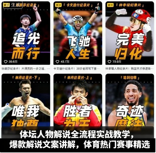 体坛人物解说全流程实战教学，爆款解说文案讲解，体育热门赛事精选祝你网-副业赚钱-互联网创业-资源整合祝你网