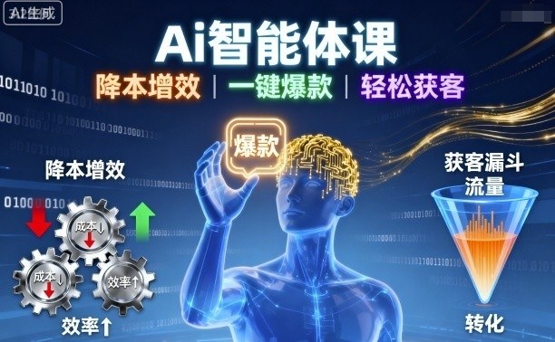 Ai智能体课，降本增效，一键爆款，轻松获客祝你网-副业赚钱-互联网创业-资源整合祝你网