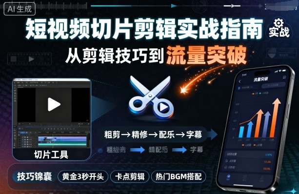 短视频切片剪辑实战指南，从剪辑技巧到流量突破祝你网-副业赚钱-互联网创业-资源整合祝你网