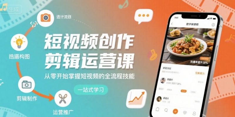 短视频创作剪辑运营课，从零开始掌握短视频的全流程技能祝你网-副业赚钱-互联网创业-资源整合祝你网