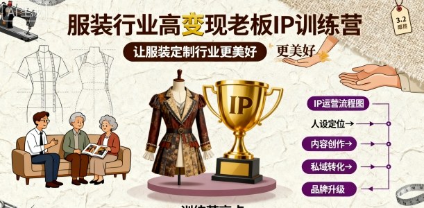 服装行业高变现老板IP训练营，让服装定制行业更美好祝你网-副业赚钱-互联网创业-资源整合祝你网