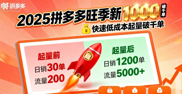 2025拼多多旺季新老店铺——快速低成本起量破千单祝你网-副业赚钱-互联网创业-资源整合祝你网